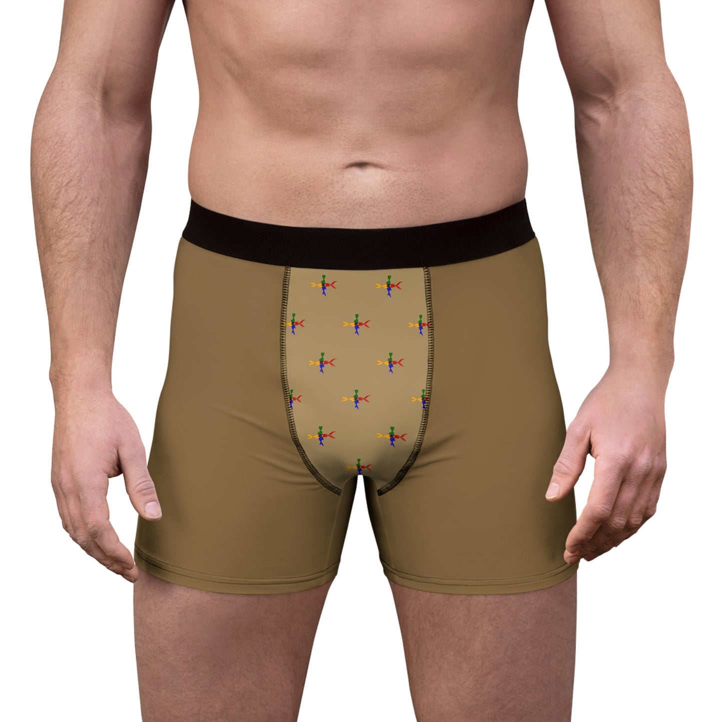 Mocha brown Men's Boxer Briefs (AOP)