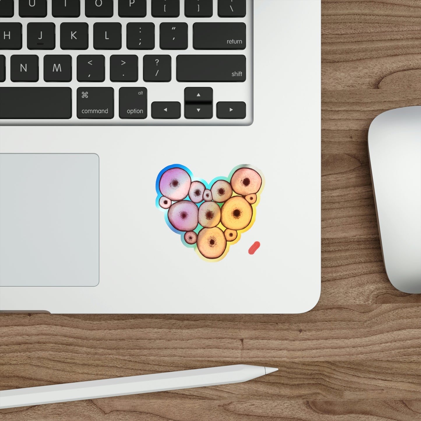 Mushroom coral heart Holographic Die-cut Stickers