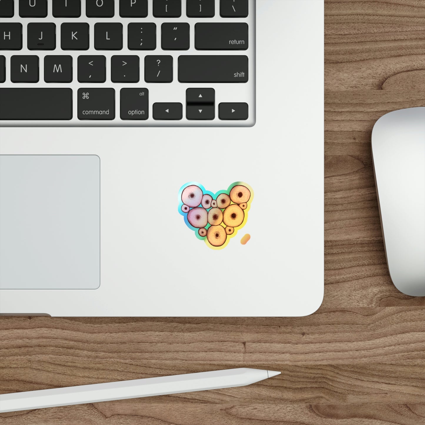 Mushroom coral heart Holographic Die-cut Stickers