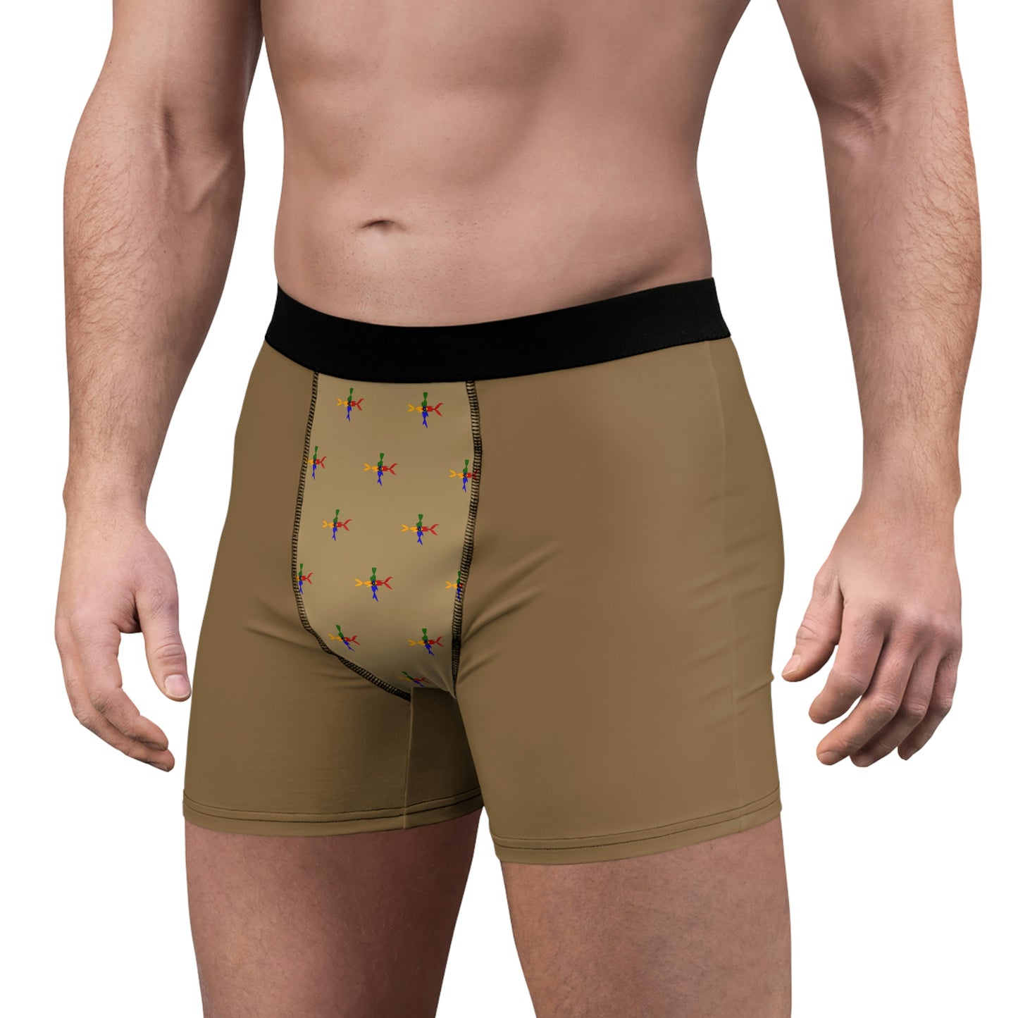 Mocha brown Men's Boxer Briefs (AOP)