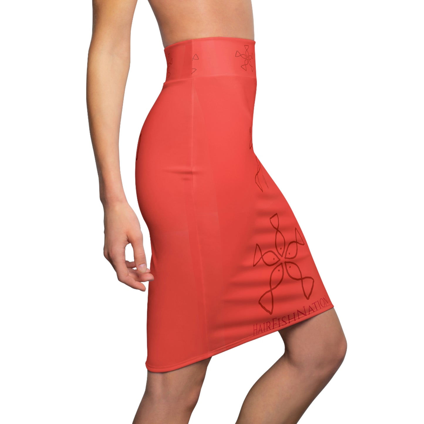 Women's Pencil Skirt, five fish logo.