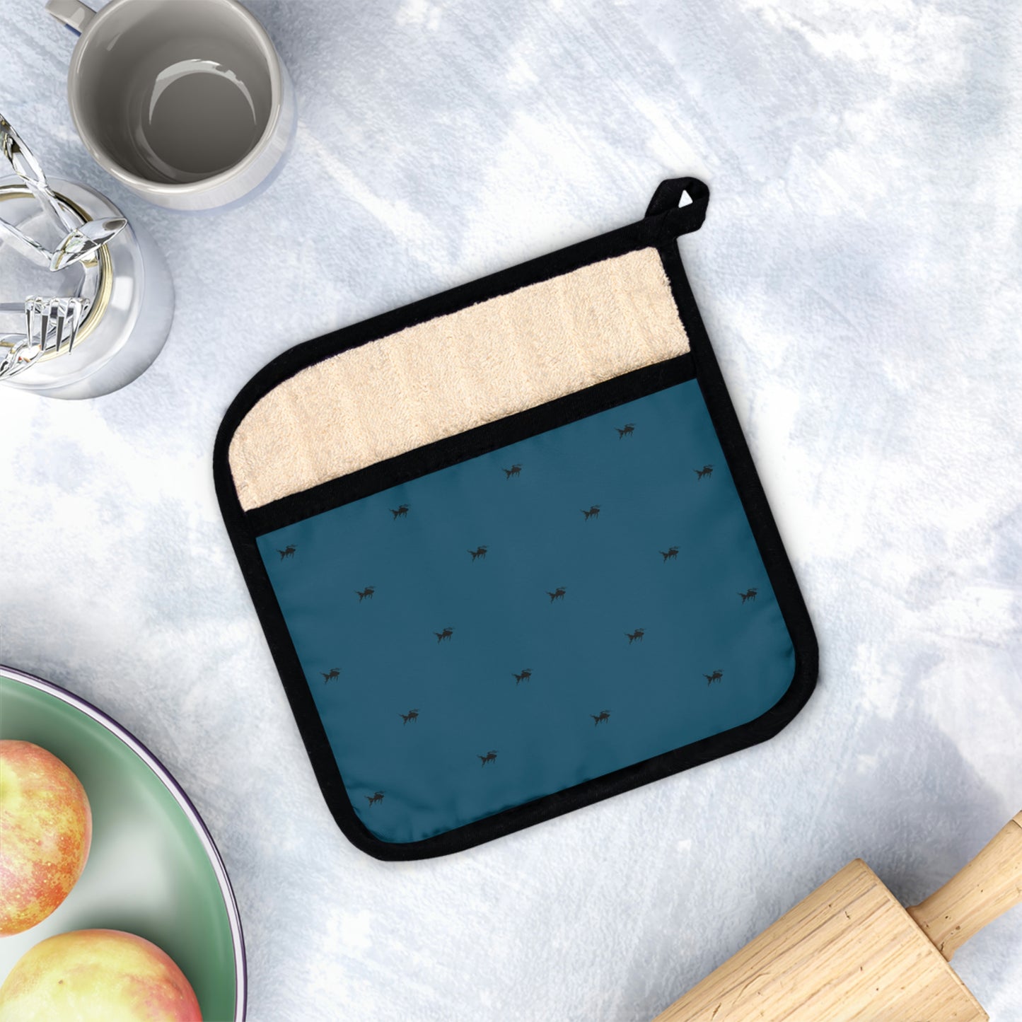 Blue Potholder with Pocket