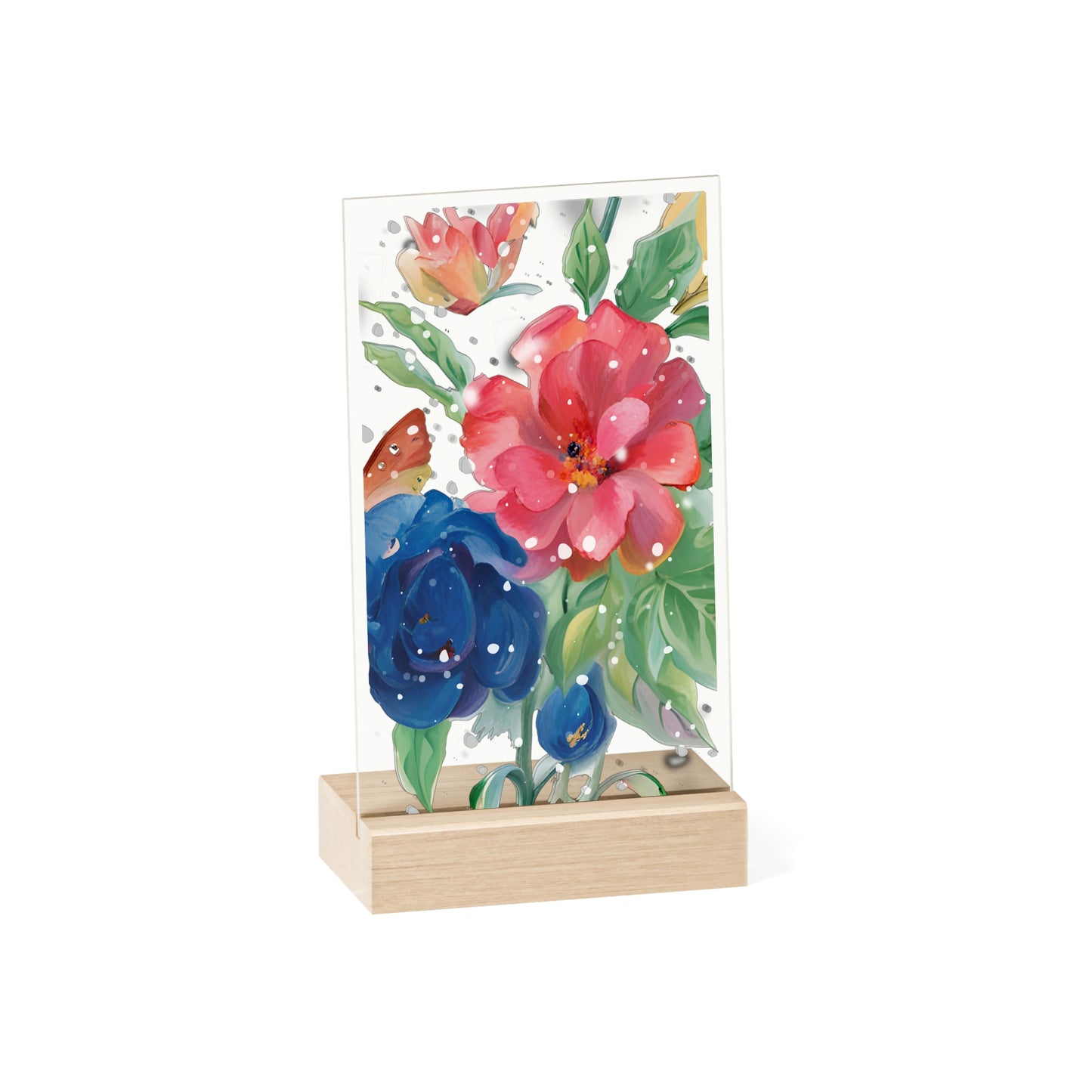 Flower Acrylic Sign with Wooden Stand