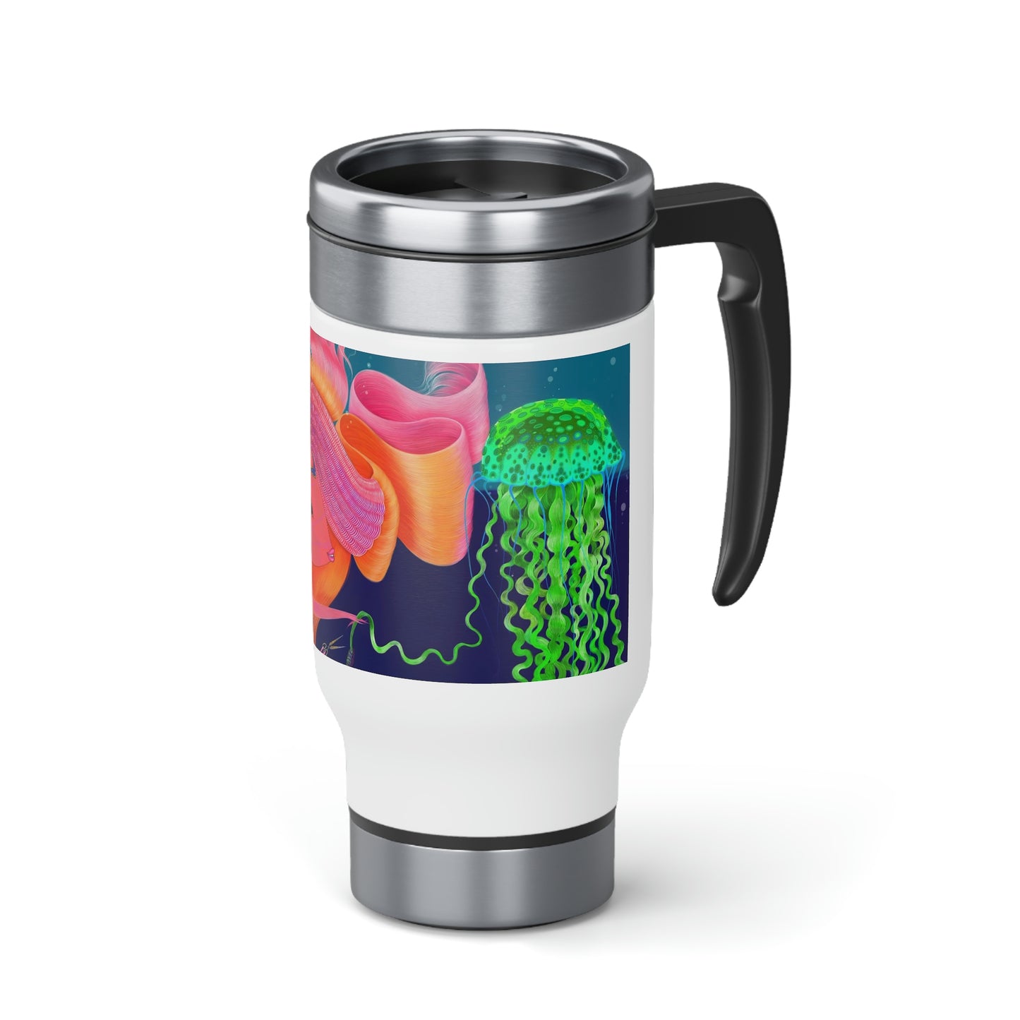 Stainless Steel Travel Mug with Handle, 14oz