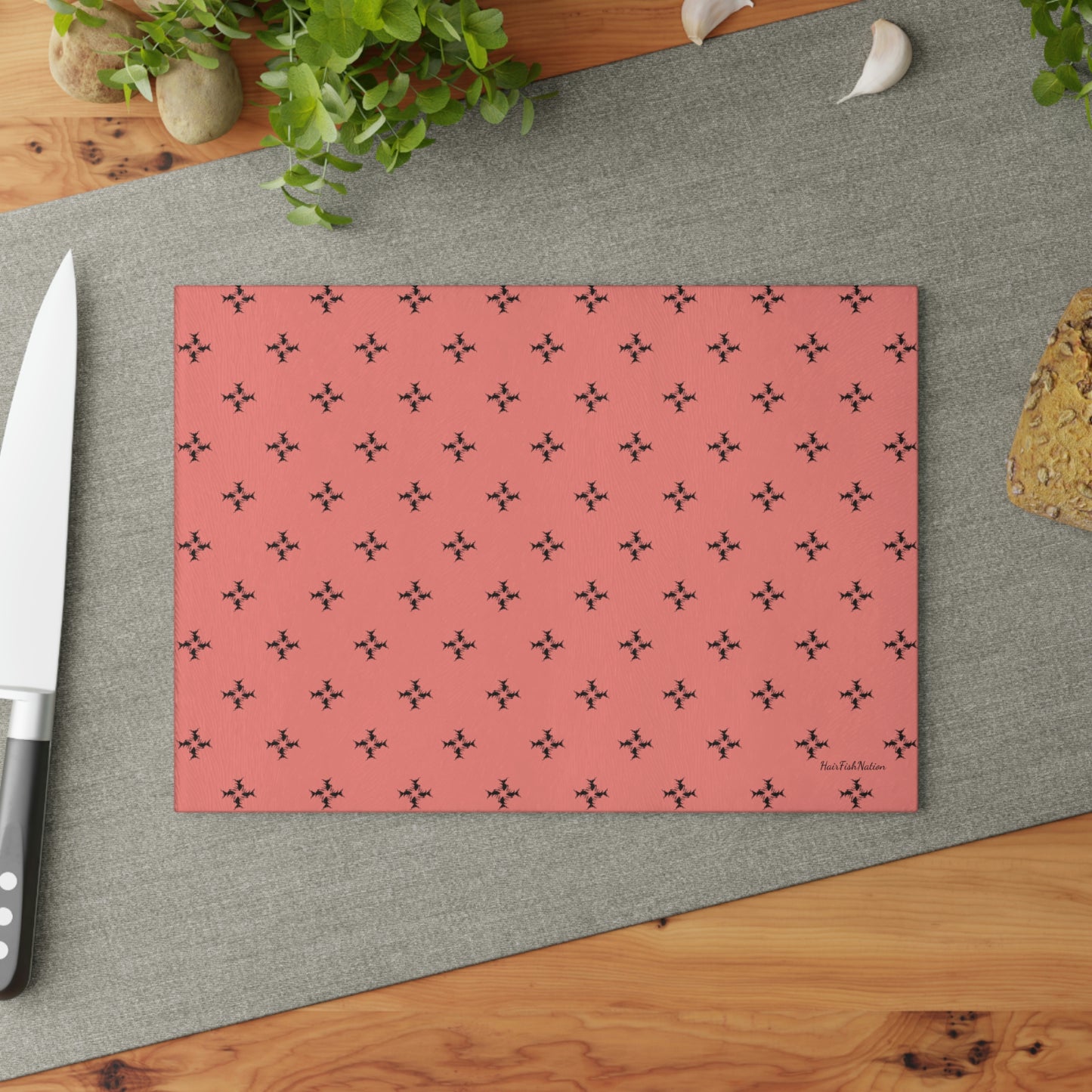 Pink Salmon Glass Cutting Board