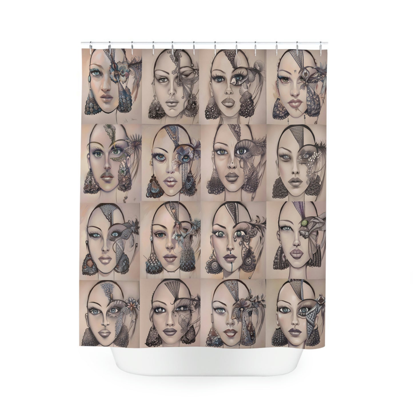 Faces Polyester Shower Curtain