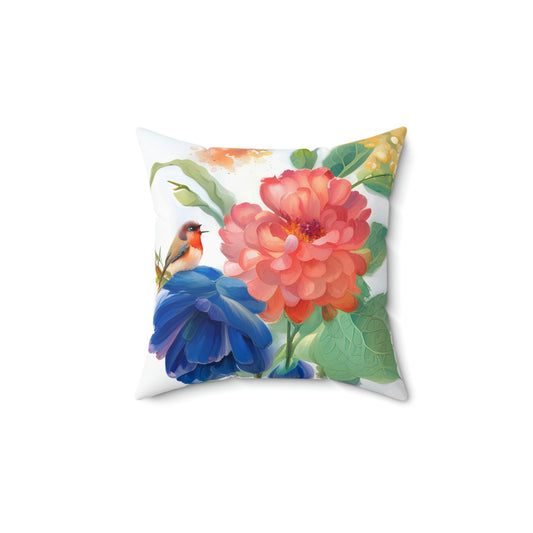 Flower Spun Polyester Square Pillow